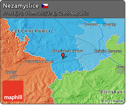 Political 3D Map of Nezamyslice