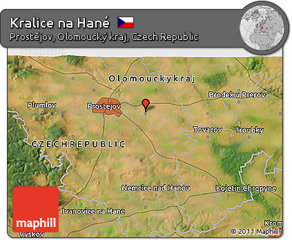 Satellite 3D Map of Kralice Na Hané