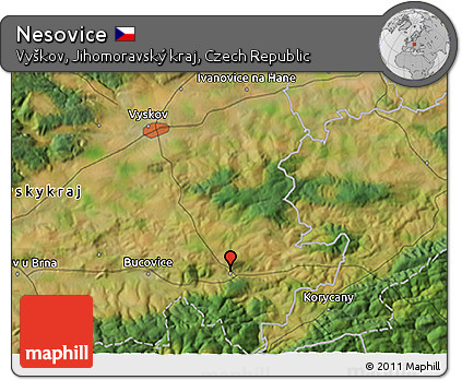 Satellite 3D Map of Nesovice