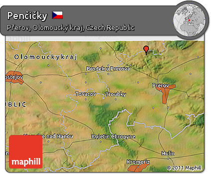 Satellite 3D Map of Penčičky