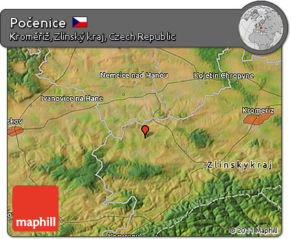 Satellite 3D Map of Počenice