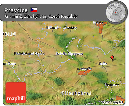 Satellite 3D Map of Pravčice