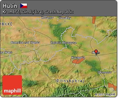 Satellite 3D Map of Hulín