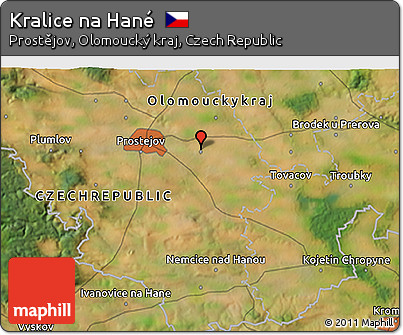 Satellite 3D Map of Kralice Na Hané