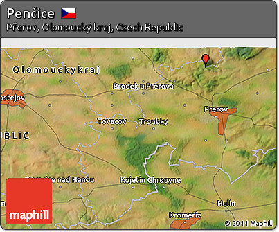 Satellite 3D Map of Penčice