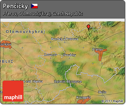 Satellite 3D Map of Penčičky