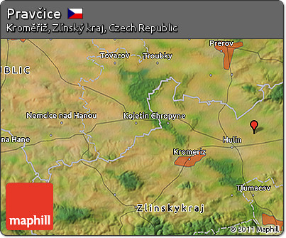 Satellite 3D Map of Pravčice