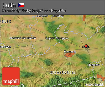 Satellite 3D Map of Hulín