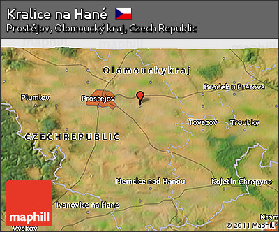 Satellite 3D Map of Kralice Na Hané