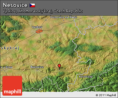 Satellite 3D Map of Nesovice