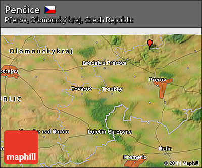 Satellite 3D Map of Penčice