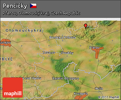 Satellite 3D Map of Penčičky
