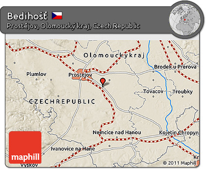 Shaded Relief 3D Map of Bedihošť