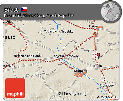 Shaded Relief 3D Map of Břest