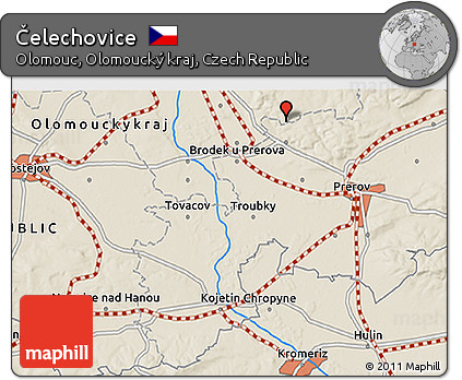 Shaded Relief 3D Map of Čelechovice