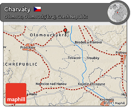 Shaded Relief 3D Map of Charváty