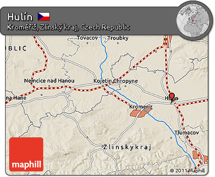 Shaded Relief 3D Map of Hulín