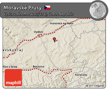 Shaded Relief 3D Map of Moravské Prusy
