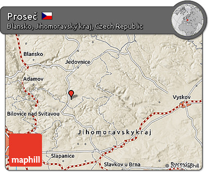 Shaded Relief 3D Map of Proseč