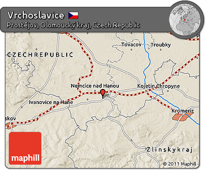 Shaded Relief 3D Map of Vrchoslavice