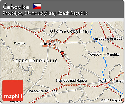 Shaded Relief 3D Map of Čehovice