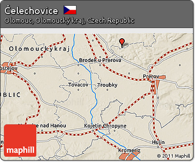 Shaded Relief 3D Map of Čelechovice