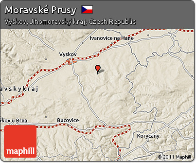 Shaded Relief 3D Map of Moravské Prusy