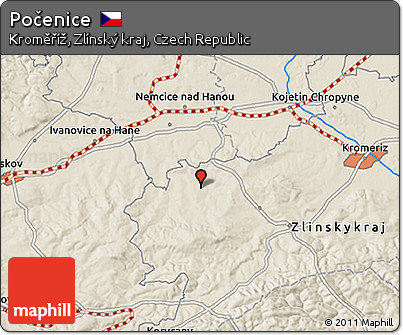 Shaded Relief 3D Map of Počenice