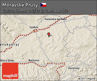 Shaded Relief 3D Map of Moravské Prusy
