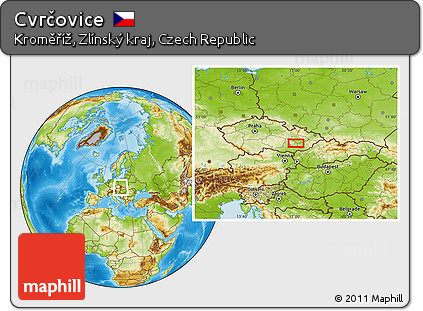 Physical Location Map of Cvrčovice