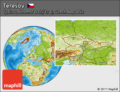 Physical Location Map of Terešov