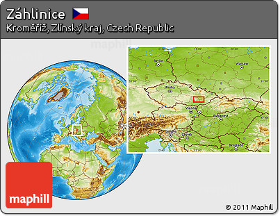 Physical Location Map of Záhlinice