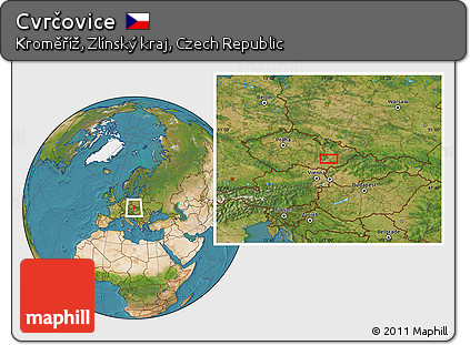 Satellite Location Map of Cvrčovice
