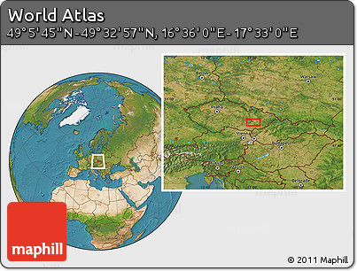 Satellite Location Map of the Area around 49° 19' 21" N, 17° 4' 30" E