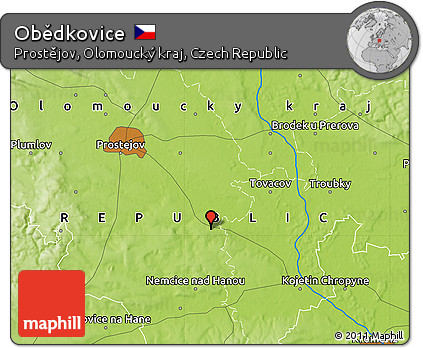 Physical Map of Obědkovice