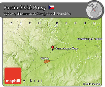 Physical Map of Pustiměřské Prusy