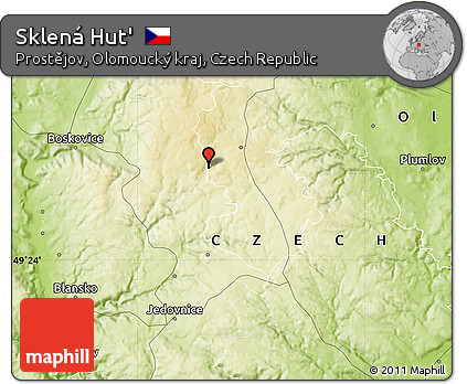 Physical Map of Sklená Hut'