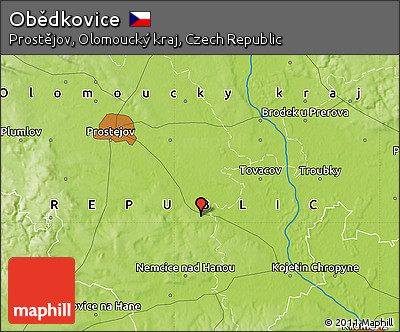 Physical Map of Obědkovice