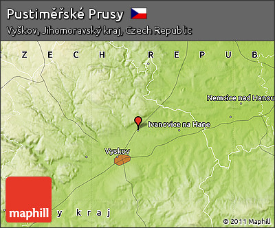 Physical Map of Pustiměřské Prusy