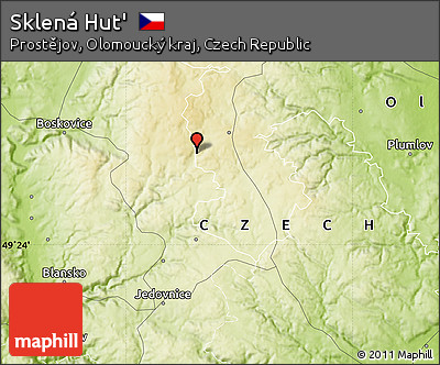 Physical Map of Sklená Hut'