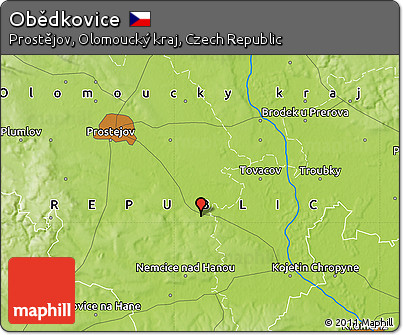 Physical Map of Obědkovice
