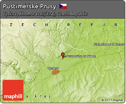 Physical Map of Pustiměřské Prusy