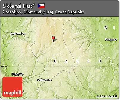 Physical Map of Sklená Hut'