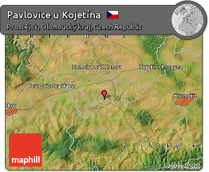 Satellite Map of Pavlovice U Kojetína