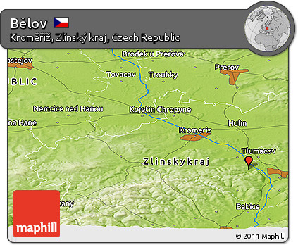 Physical Panoramic Map of Bělov