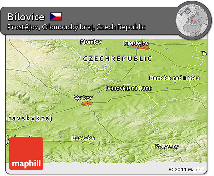 Physical Panoramic Map of Bílovice