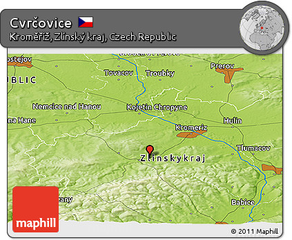Physical Panoramic Map of Cvrčovice
