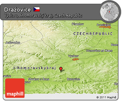 Physical Panoramic Map of Dražovice