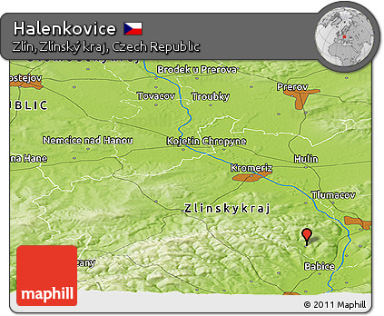 Physical Panoramic Map of Halenkovice