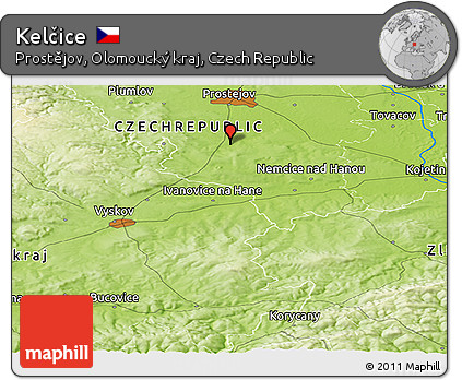 Physical Panoramic Map of Kelčice